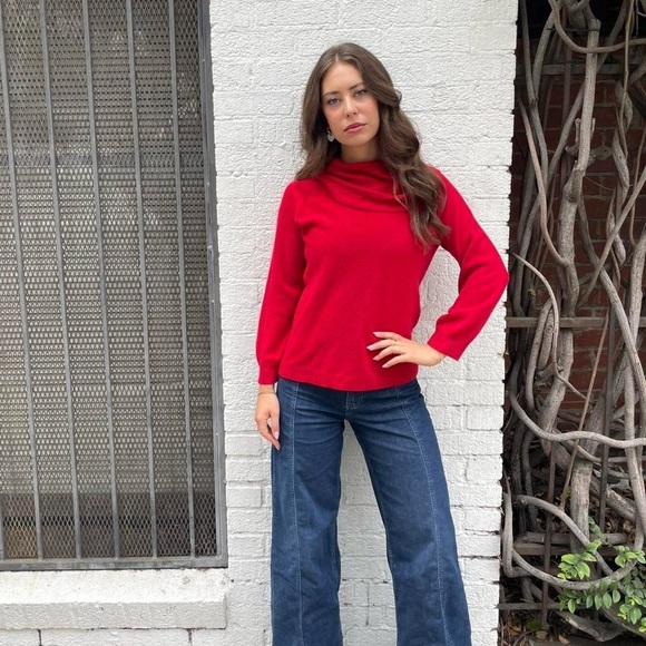 Free People Sweaters - Vintage Red Jones Wear sweater with mock neck and balloon sleeves sz m
